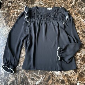 SOLD - Black Ruffled Long Sleeve Top